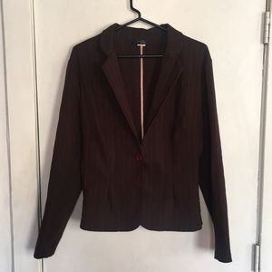 Brown/pink striped stretch blazer/jacket.